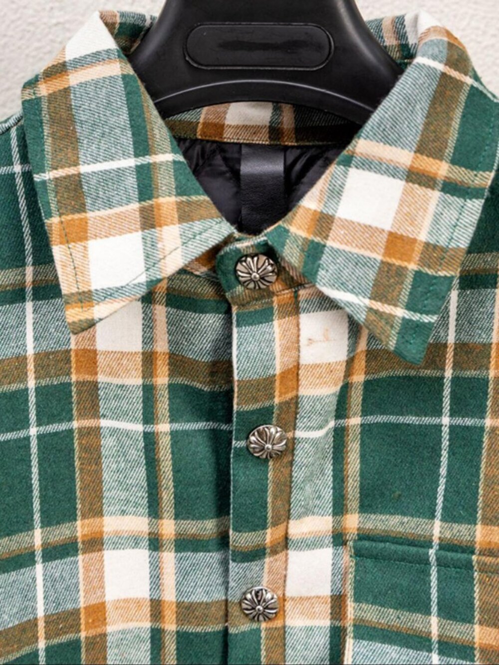 Chrome Hearts Plaid Padded Shirt Jacket In Green - Picture 3 of 9
